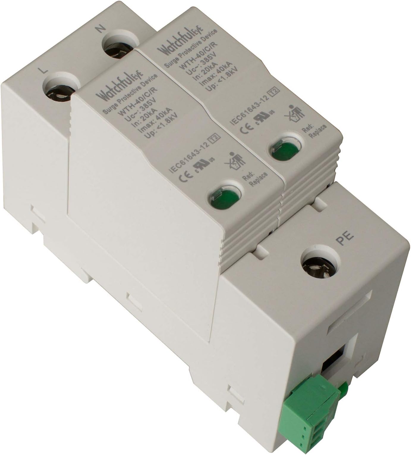 WTH-40/C/R/2P-150 Whole House Surge Protector DIN-Rail Mounted Single Phase MCOV 150VAC