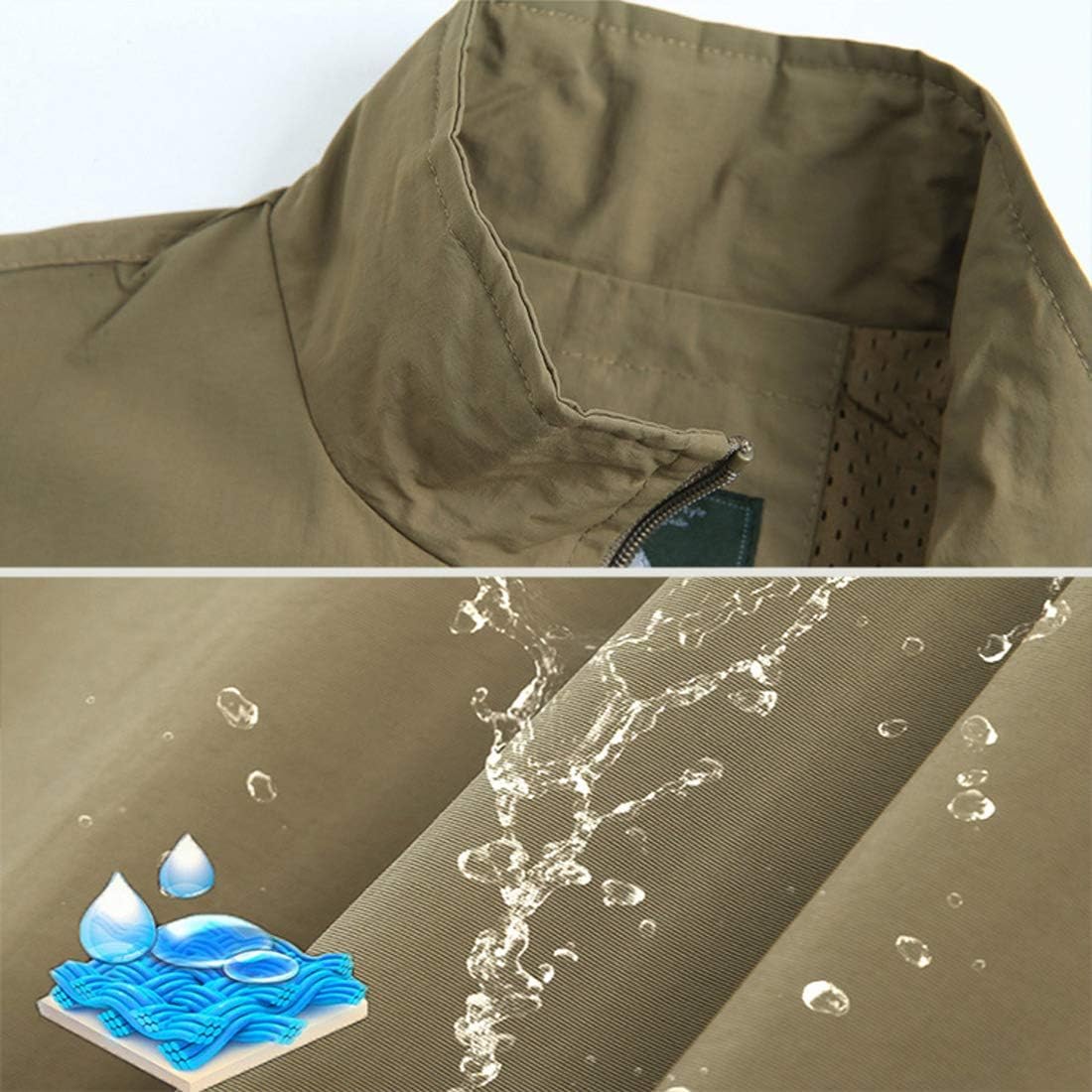 Herrenwesten Outdoor, Lässige Leichte Weste Mit Mehrfachtasche, 100% Baumwolle Multifunktionsarbeit Für Reisen Fotografie Camping Jagd, Khaki, XL