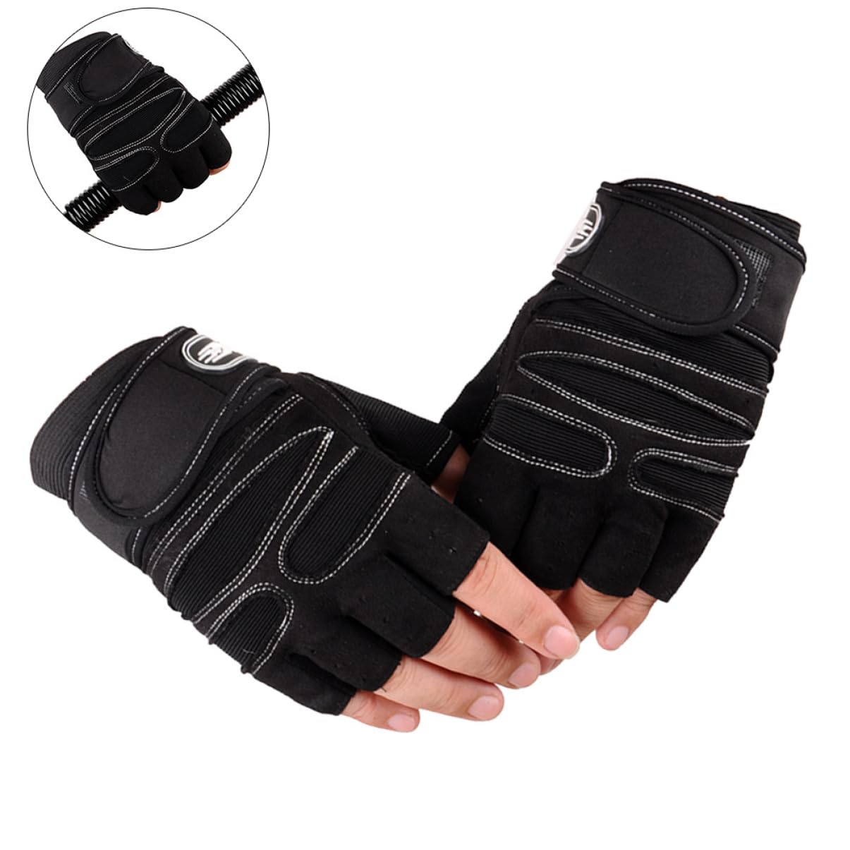 Guanti per sollevamento pesi - Guanti con manubri mezze dita, unisex Taglia L (nti da bici per bambini Guanti senza dita Guanti da ciclismo per uomo Guanti da MTB Fitness Polsino traspirante