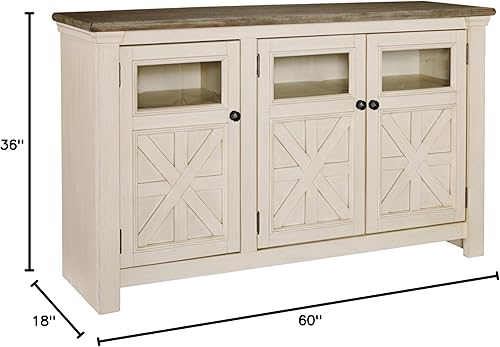 Miniatura 3 de Signature Design by Ashley Bolanburg Farmhouse - Soporte de TV para televisores de hasta 58 pulgadas, 2 puertas de gabinete y 4 estantes de
