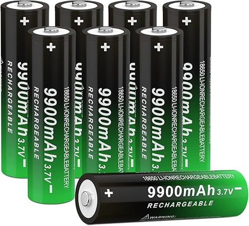 Paquete de 8 baterías recargables 18650 de 3.7 V de iones de litio con botón superior (no incluye cargador) para linternas, faros, juguetes, cámara