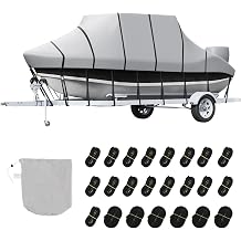 T Top Boat Cover 23-25ft with 2-in-1 Motor Cover, with 23 Windproof Straps