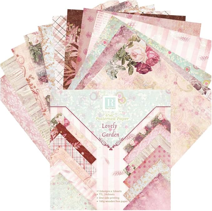 24 Sheet Scrapbook Paper Floral Cardstock Paper Vintage