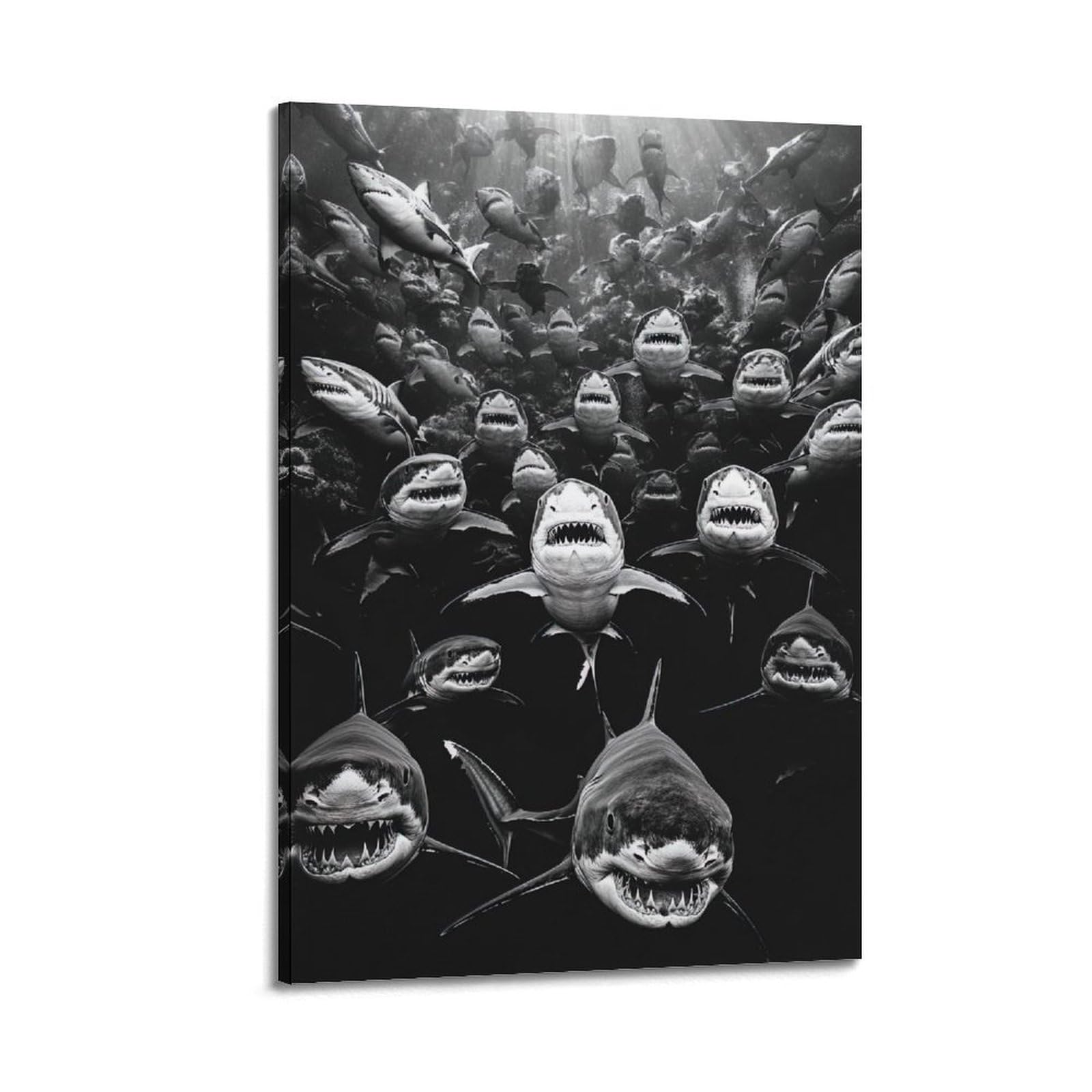 HUIYHB Animal Artwork Poster Fierce Sharks Poster Decorative Painting Canvas Wall Posters And Art Picture Print Modern Family Bedroom Decor Posters 20x30inch(50x75cm)