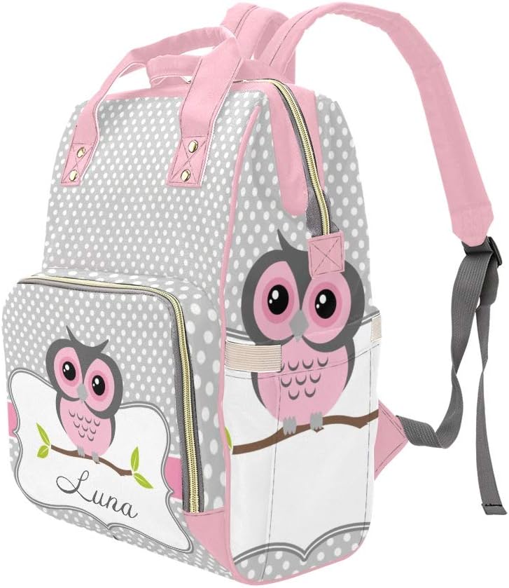 Personalized Owl Diaper Bag Backpack with Name Custom Mommy Nursing Baby Bags Nappy Bag Travel Daypack for Mom Gifts
