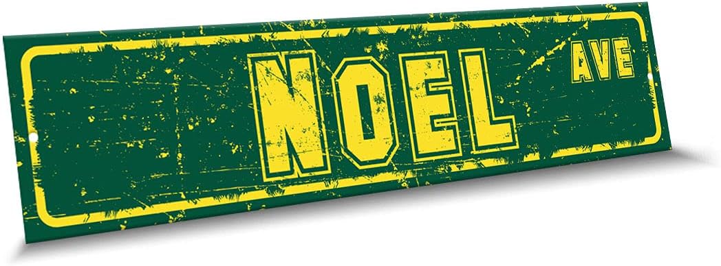Noel Name Green Yellow Color Street Sign, 4"x 18" Aluminum Metal Novelty Sign, Indoor - Outdoor, Design j10