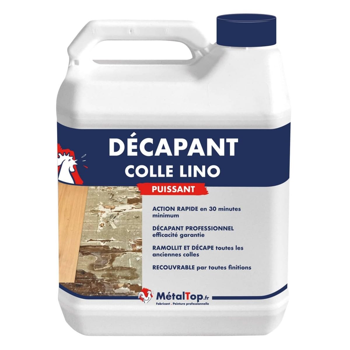 Metaltop Decapant Colle Lino - 1 L Efficace sur colles tenaces lino, PVC et vinyle, spécial sols béton et carrelage.