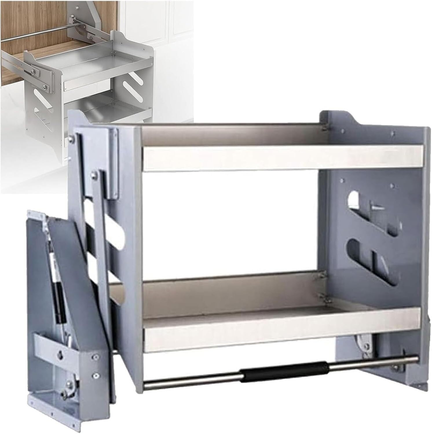 OLSKFUH Metal Spice Pull Out Down Cabinet Rack Retractable Kitchen Organiser Stainless Steel Bottle,