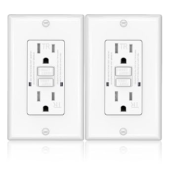 GFCI Outlet, Tamper-Resistant Outlets, UL Listed Self Test GFI Receptacle with 2 LED Indicator, 15 Amp, White 2 Pack