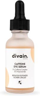 Caffeine Eye Serum 30ml | Reduces Dark Rings and Bags, Lifting Effect, with Peptides and Hyaluronic Acid | Vegan | divain.Care