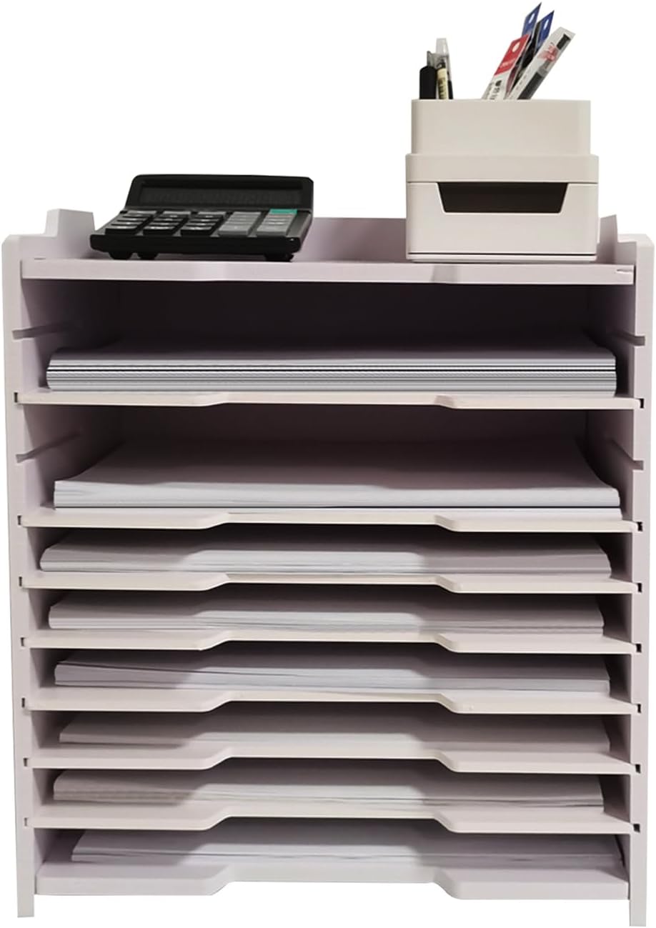 YFS 13 1/8" x 9 7/8" x 13 3/8" A4 Letter Tray, Multi-Tier Desktop File Organizer, Paper Document Mail Sorter for Files, Magazines, Textbooks(8 Tier-Horizontal)