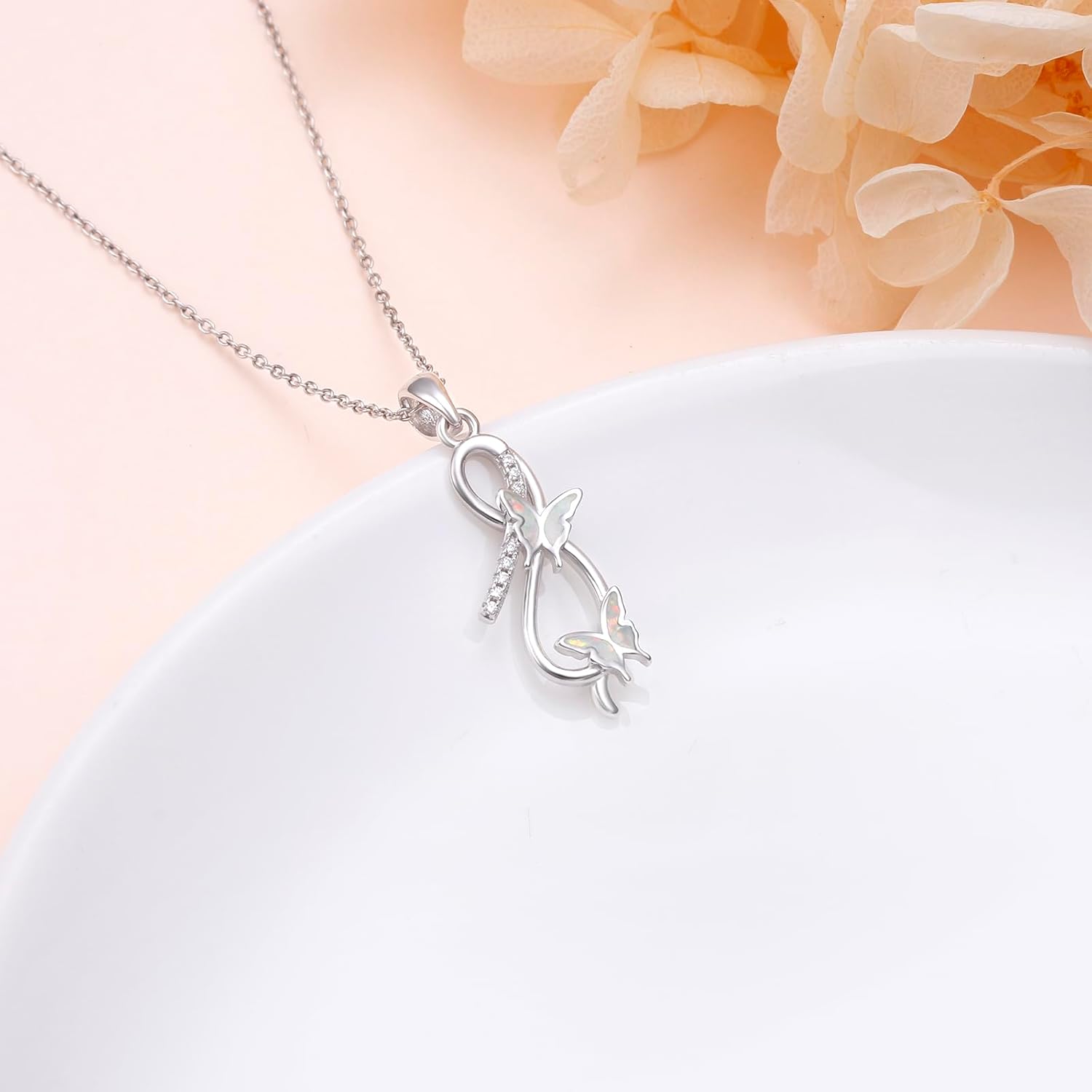 S925 Sterling Silver Infinity Butterfly Pendant Necklace Infinity Butterfly Jewelry Gift for Women - Image 3