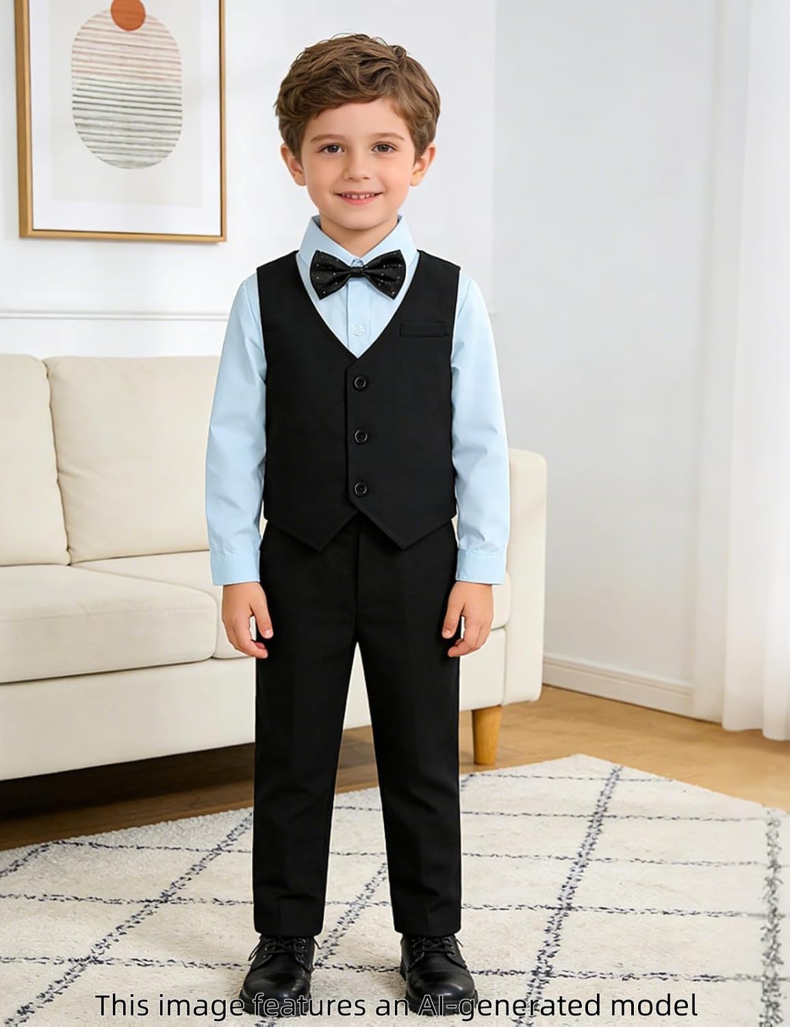 A&J DESIGN 4pcs Baby & Toddler Suit, 12 Months - 5T, Shirt & Pants & Vest & Bow Tie