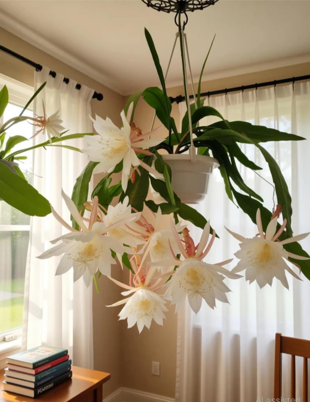 Epiphyllum Orchid Cactus Live Plant in Hanging Basket, White | Blooming Indoor Plant, Cd, Large White Flowers, Home Decor Plant-image-42