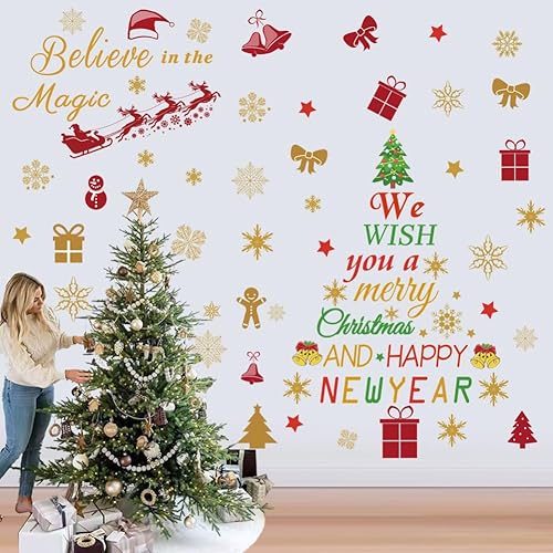 Miniatura 3 de Calcomanías de pared con citas de Feliz Navidad, calcomanías de vinilo para decoración de pared, calcomanías de ventana de Navidad, calcomanías para