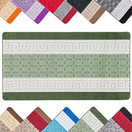 renoazul® Anti Slip Heavy Duty Waterproof Hall Runner Rug, 80 x 300 cm Non-Slip Large Rugs with Strong Gel Backing Long Runner Rug for Hallway, Kitchen and Bedroom(Gel Back Rocco Rug - Black)