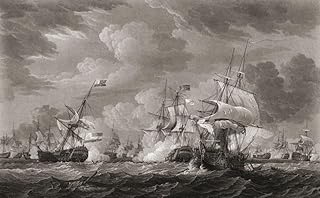 The Battle of Camperdown - Kamperduin in Dutch - 11 October 1797 during the French Revolutionary Wars. It was fought between the British North Sea Fleet and a Batavian Navy fleet. The British prevailed. After a contemporary print by Thomas Hellyer from the painting by Thomas Whitcombe. Poster Print by Ken Welsh (19 x 11)
