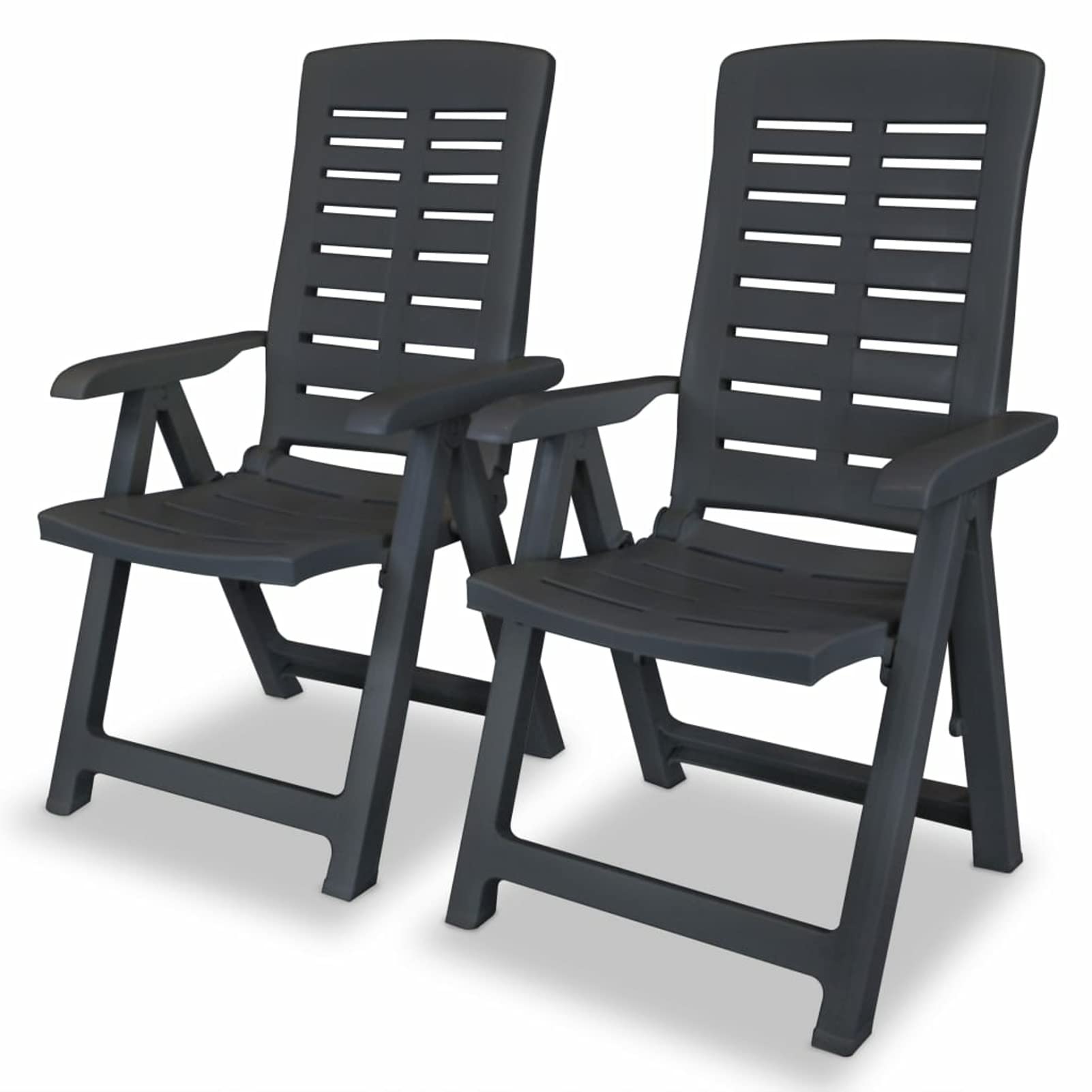 Chaises inclinables de jardin en plastique anthracite MOONAIRY - Lot de 2