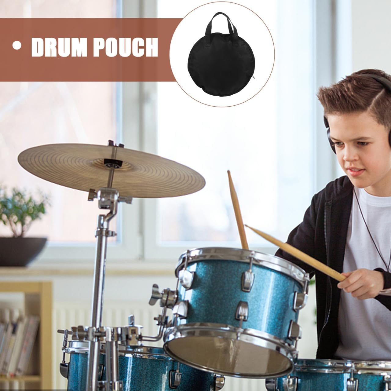 Milisten Dumb Drum Bag Rust-Proof Oxford Cloth Dumb Drum Practice Pad Bag Percussion Instruments Accessories Black 12 Inches