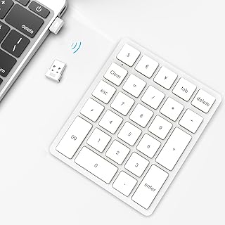 Astargo Stratosphere Wireless Number Pad for Laptop - Slim 2.4G USB Number Keypad - 26 Key Rechargeable Numeric Keypad with USB Receiver for Data Entry - 10 Key Numpad Keyboard for Mac, MacBook