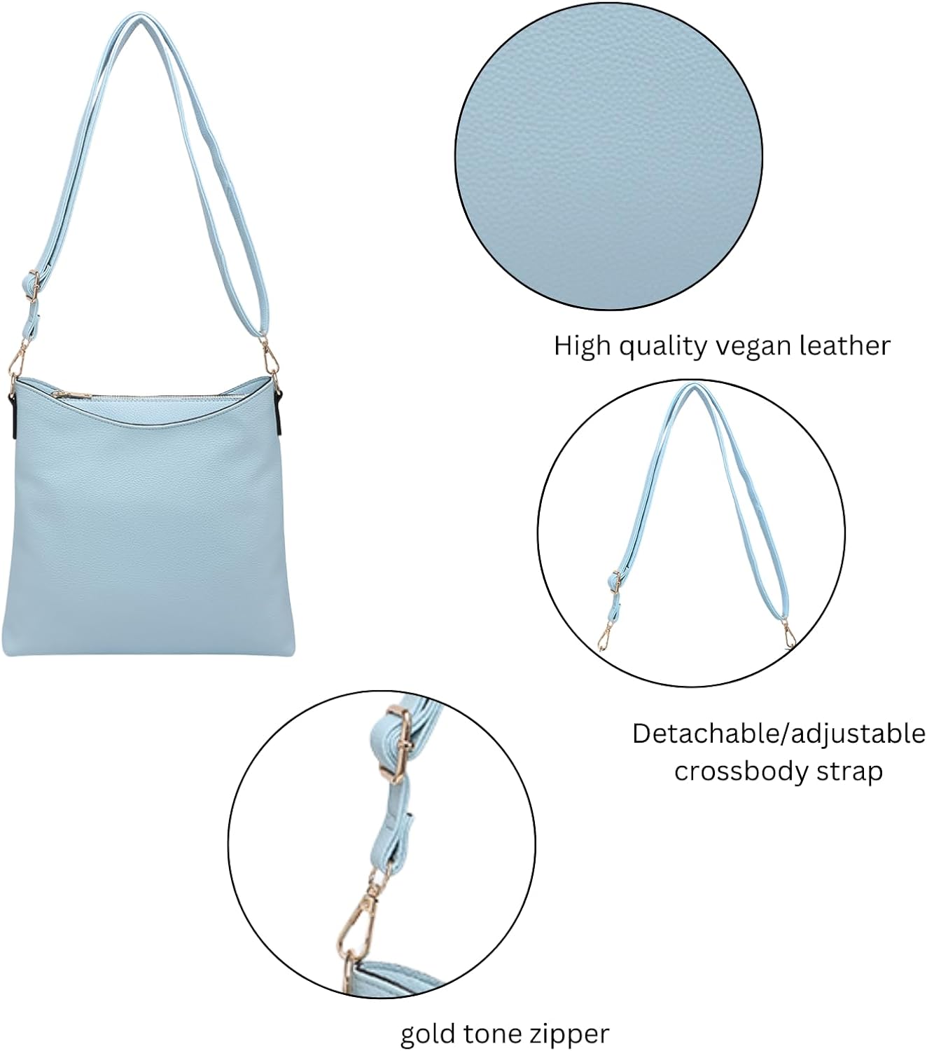 JEN & CO. Emma Crossbody Bags for Women Trendy Vegan Leather Purses Shoulder Handbags with Adjustable Strap