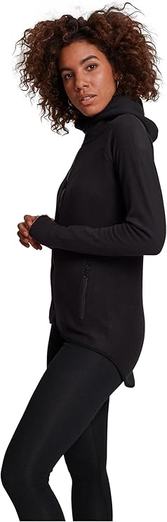 Urban Classics Ladies Polar Fleece Zip Hoodie Vest met capuchon zwart M