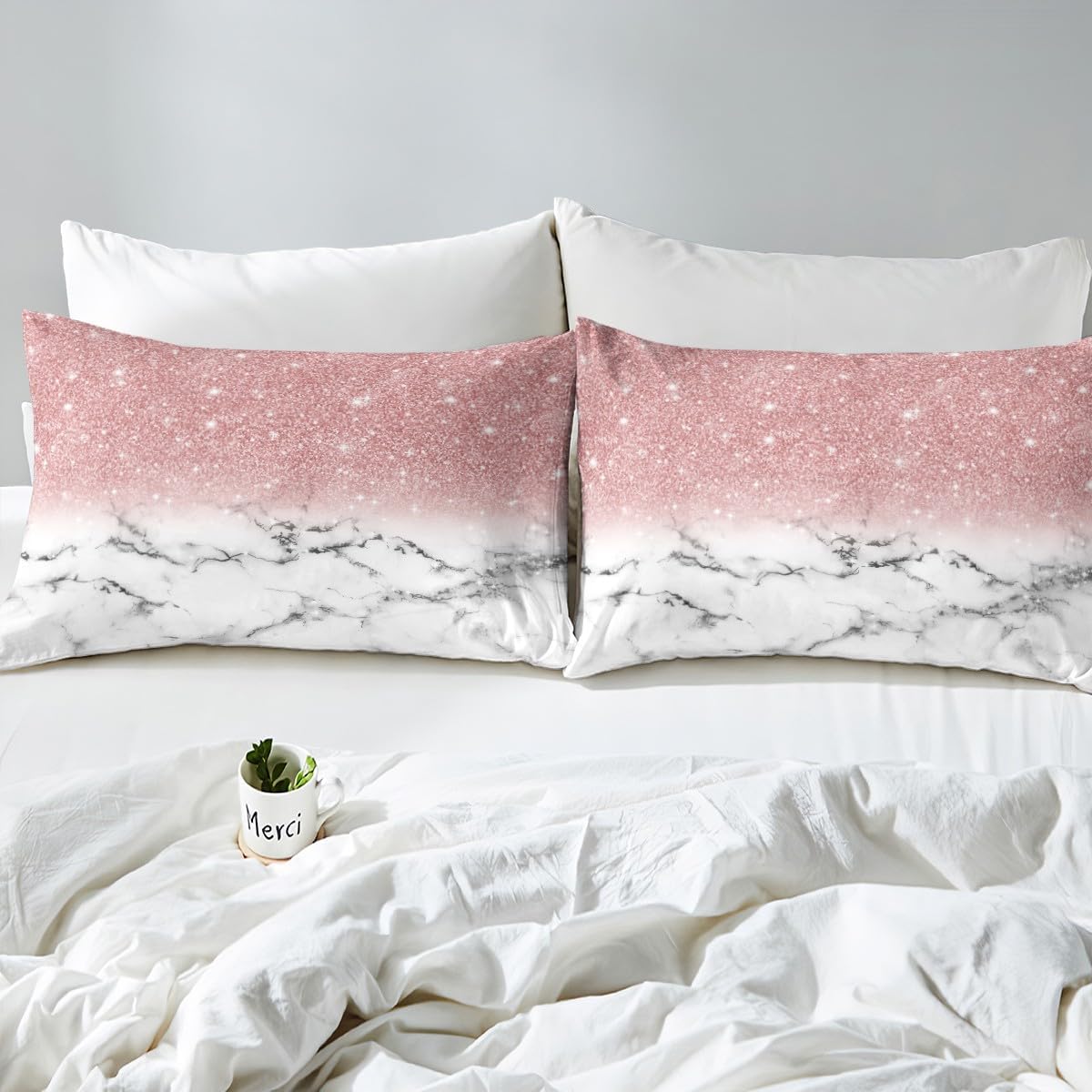ガールズマーブルシーツ フルサイズ グラディエント グリッター キッズ ベッドシーツセット 男の子 女の子 女性用 ガーリー ピンク