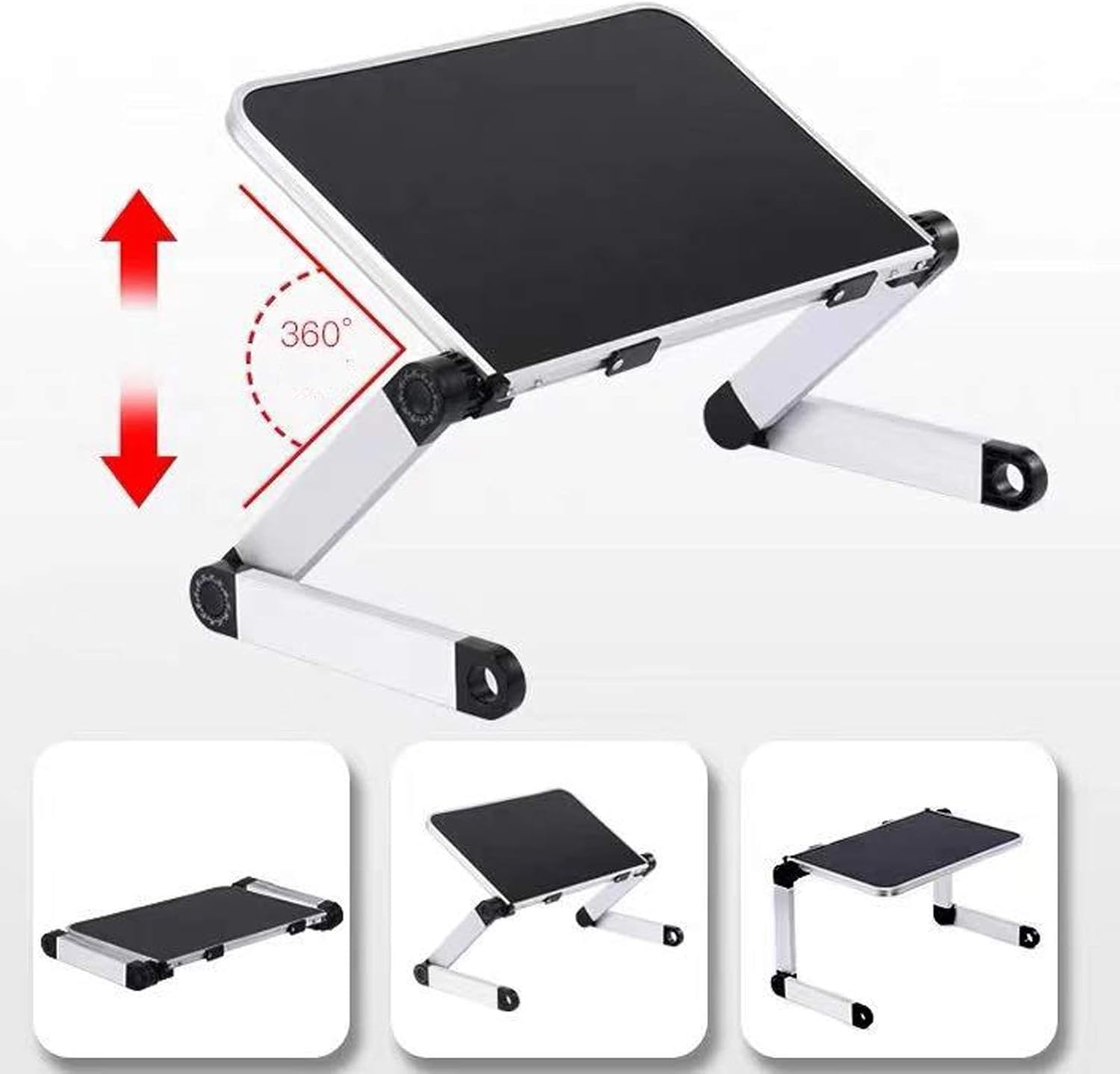 Składane biurko na laptopa – przenośne biurko na kolana z regulowanym kątem do ergonomicznego czytania, pisania, pracy i jedzenia