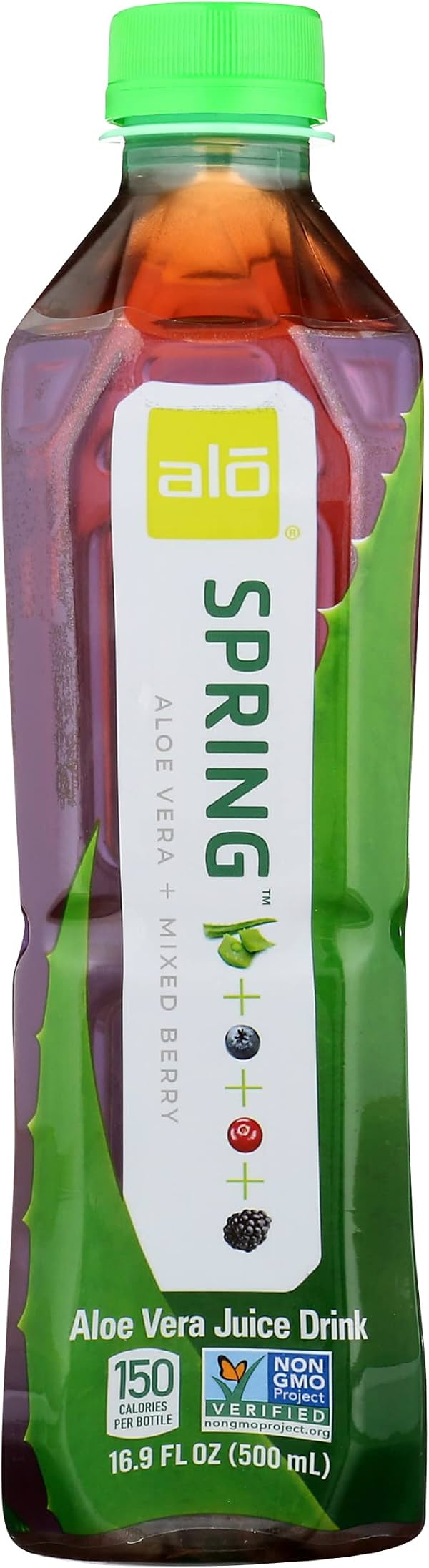 ALO Alo Spring Jugo de Aloe Vera, Baya Mixta, 16.9 fl oz (500mL) Botellas, Paquete de 12
