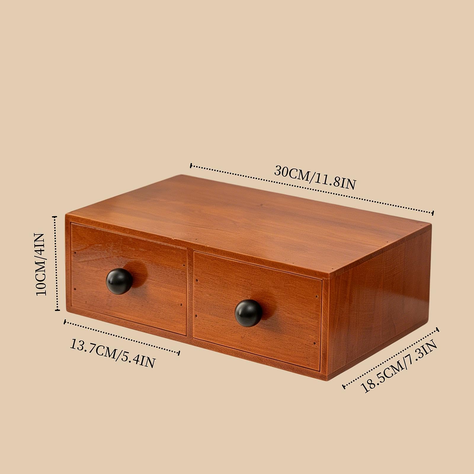 Organizzatore Da Scrivania con Cassetti, Scatola Portaoggetti in Legno per Ufficio, Decorazione O Regalo, 2 Cassetti