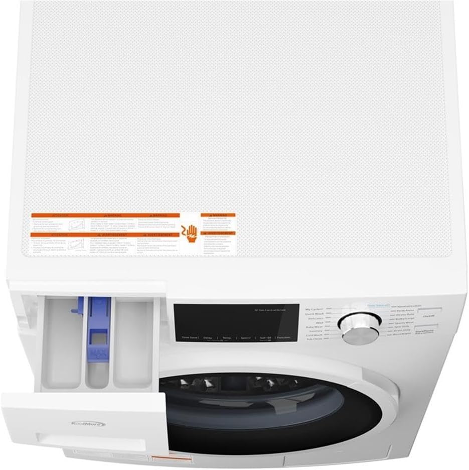 KoolMore Front Load Washing Machine, 2.7 Cu. Ft, Space Saving Unit with 20-Minute Quick Wash, 12 Washing Cycles, Quiet Inverter Motor (White) [FLW-3CWH]