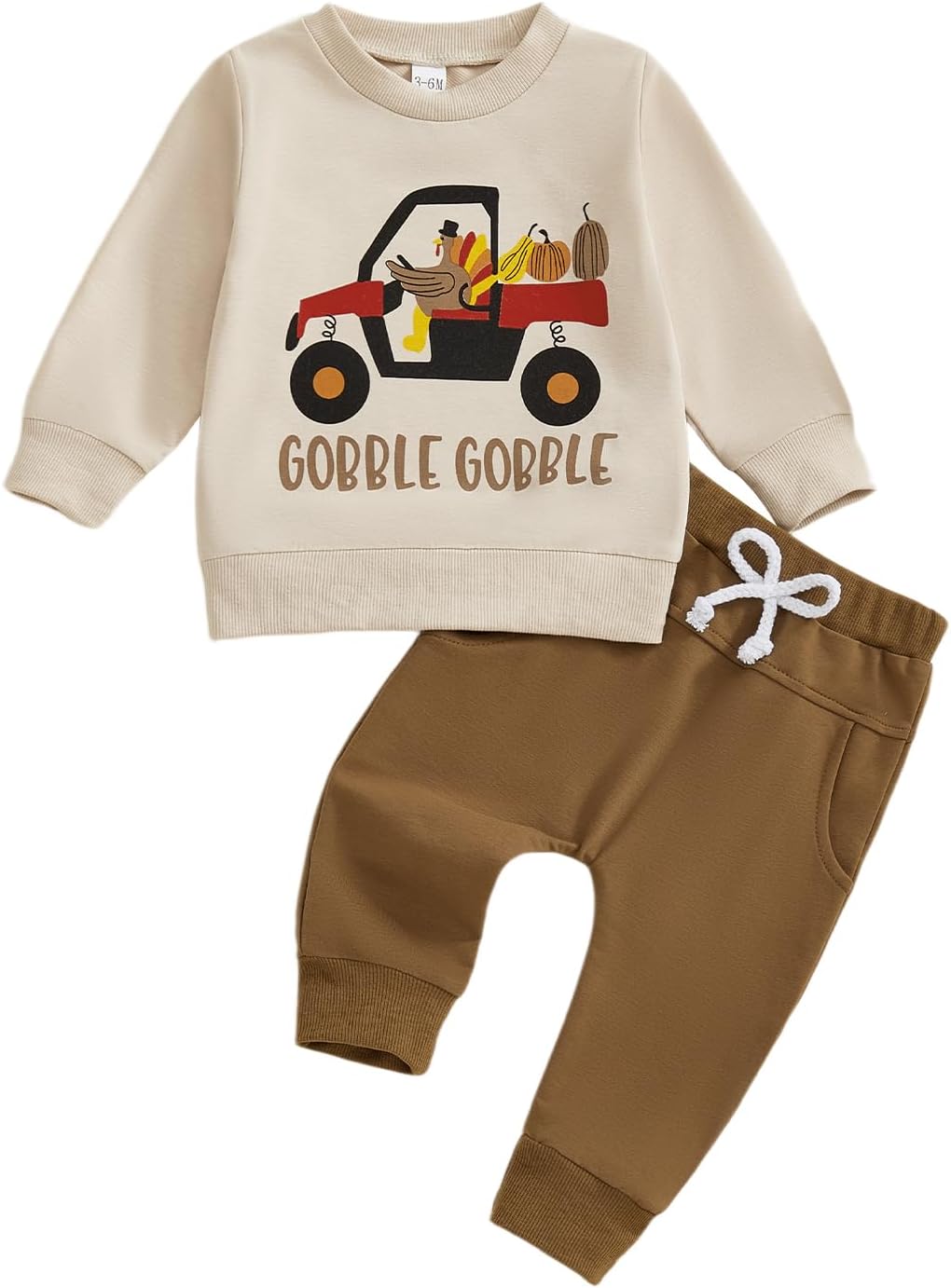 Kuriozud Toddler Baby Boy Thanksgiving Outfit Little Turkey Shirt Long Sleeve Sweatshirt Pants Set Newborn Boy Fall Clothes