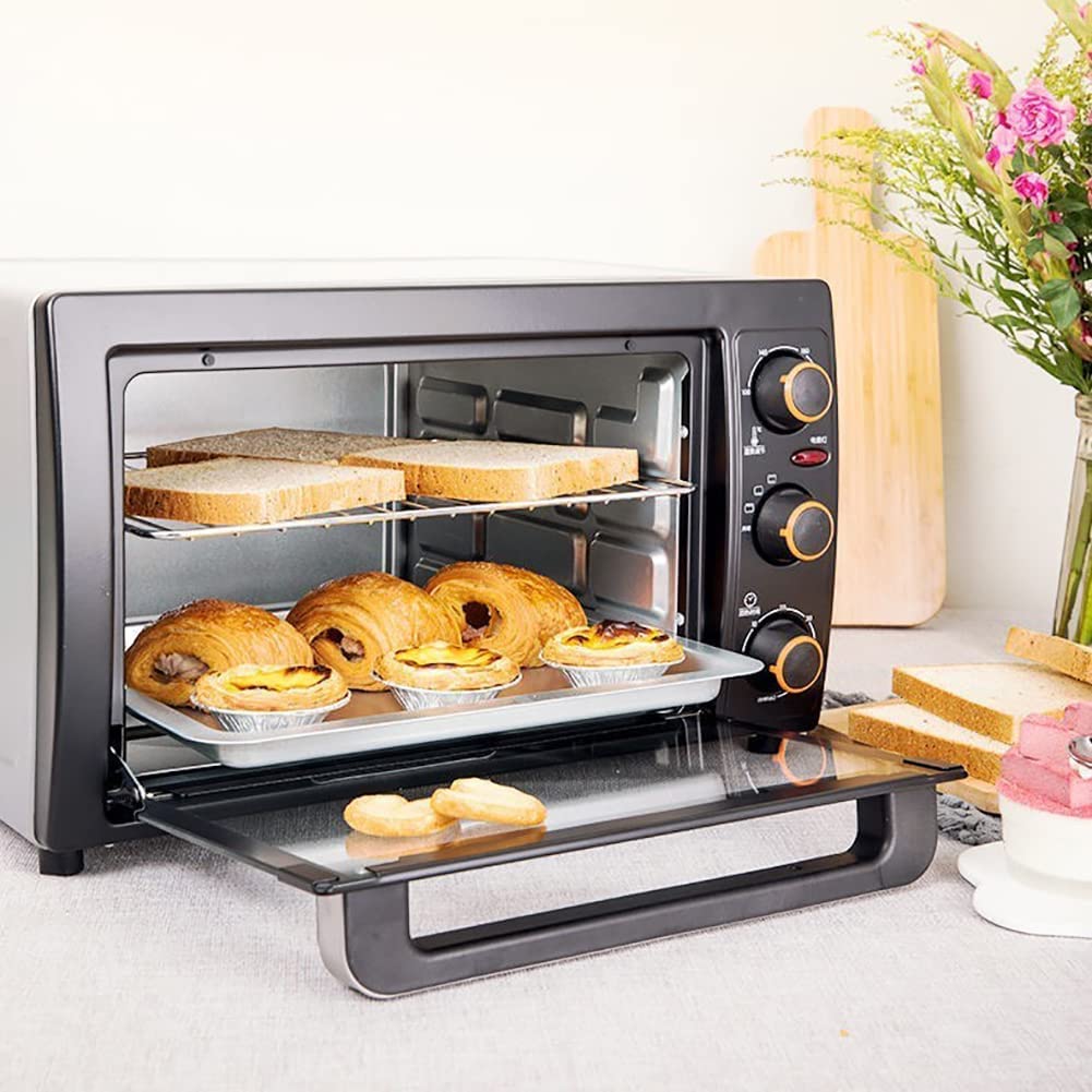 Małe piekarniki, Piekarnik elektryczny i grill 26L, regulacja temperatury od 80°C do 240°C, podwójne drzwi szklane, wyjmowana tacka na okruchy