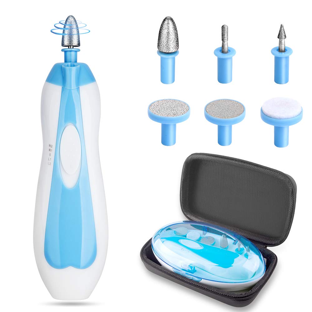 Electric Nail File Drill, Portable Professional Nail Drill Machine Compact 6 in 1 Manicure Pedicure Set with Adjustable Speed & Smart LED Light for Acrylic Gels and Natural Nails, Carry Case Included