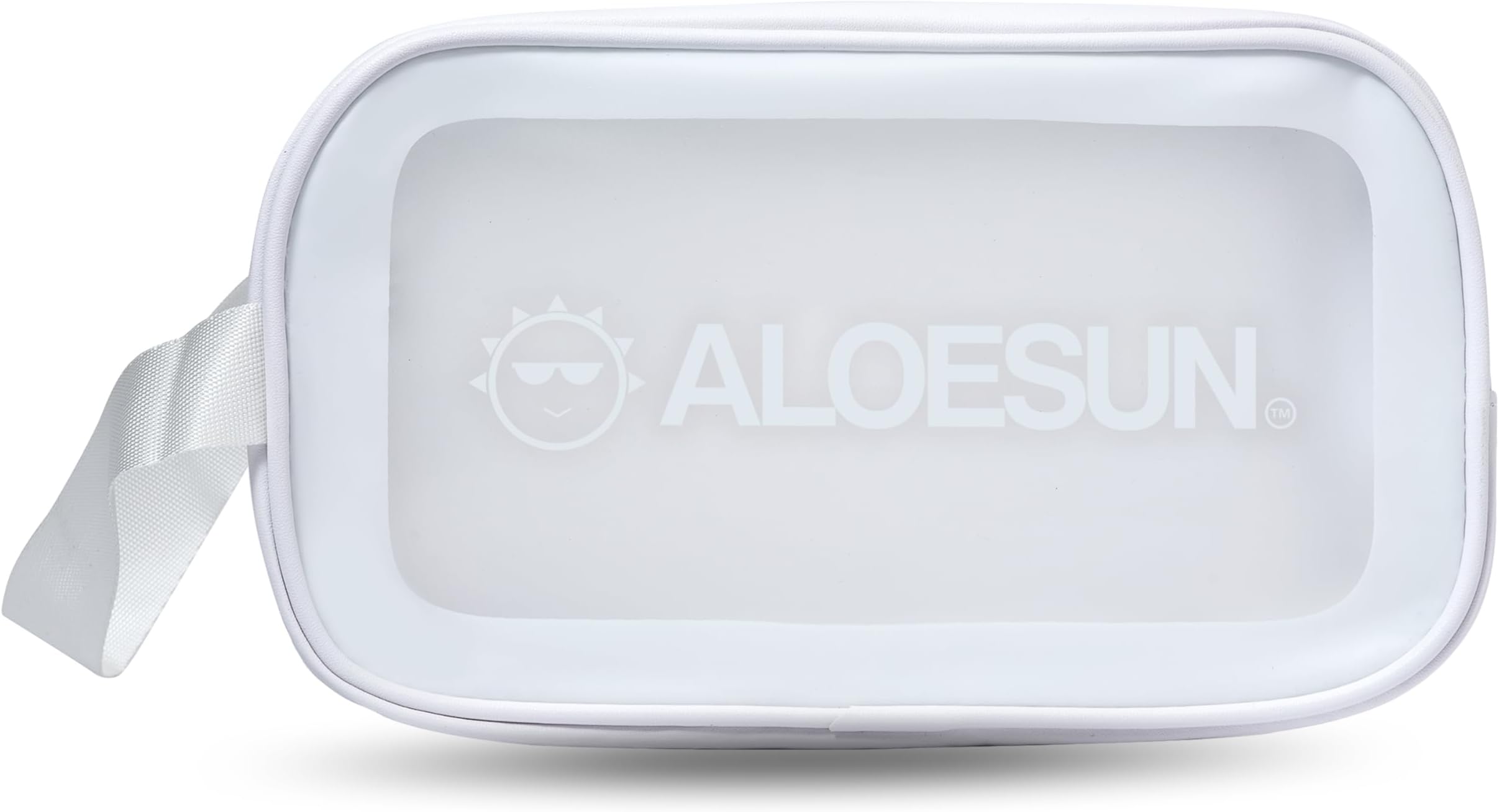 ALOESUN Beach Bag | Waterproof Clear Organizer Pouch with Zipper for Skin Care Accessories, Travel Cosmetic Makeup, Toiletries, Hair Products | Transparent Traveling Purse for Women and Men โ White
