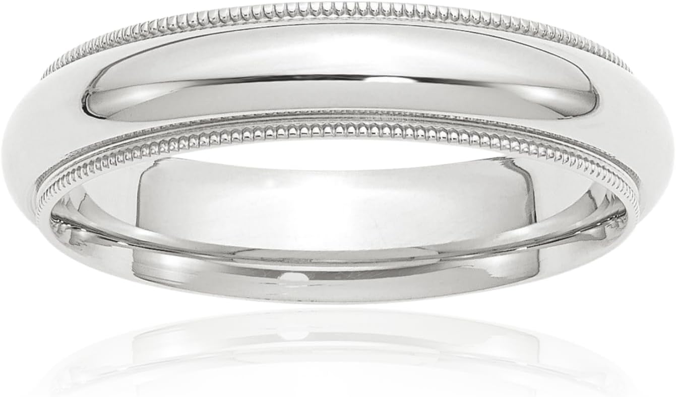 IceCarats Platinum Round 5mm Comfort Fit 950 Platinum Milgrain Wedding Band Ring Polished, Engravable
