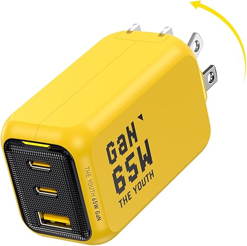 AOHI Bloque de cargador USB C GaN+ de 65 W para jóvenes, 3 puertos PPS tipo C, compacto y plegable, cargador de pared para MacBook Pro/Air, iPad