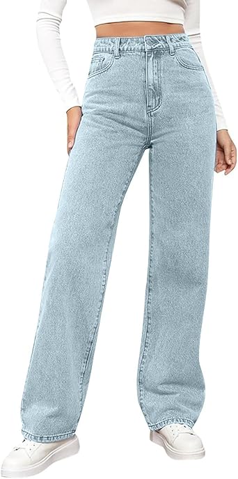 Jeans for Womens Wide Straight Leg High Waisted Stretchy Baggy Jean Pant Fashion Loose Denim Pants Fall Trousers 2025