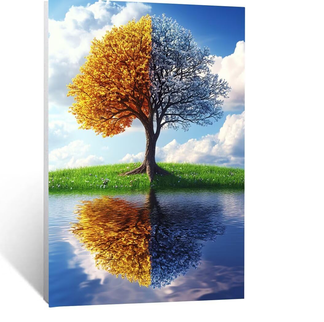 Malowanie numerami dla dorosłych roślina, płótno malarstwo cyfrowe dziecko początkujące drzewo, płótno pełny zestaw dla dorosłych 100 x 150 cm z pędzlami i akrylem, DIY Malowanie według numerów do