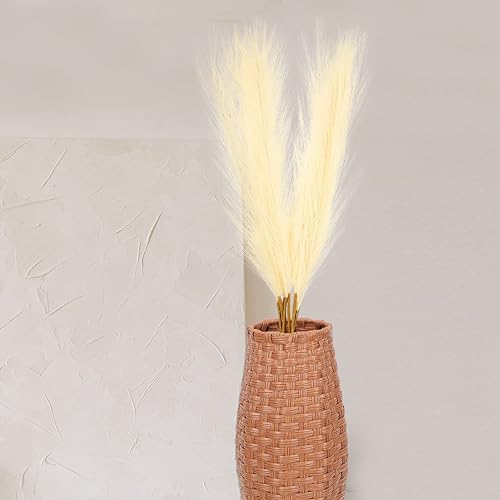 Miniatura 2 de VOSAREA 50 piezas de caña de caña de imitación seca hierba seca hierba jarrón relleno de cola de conejo, flores secas, decoración bohemia para el