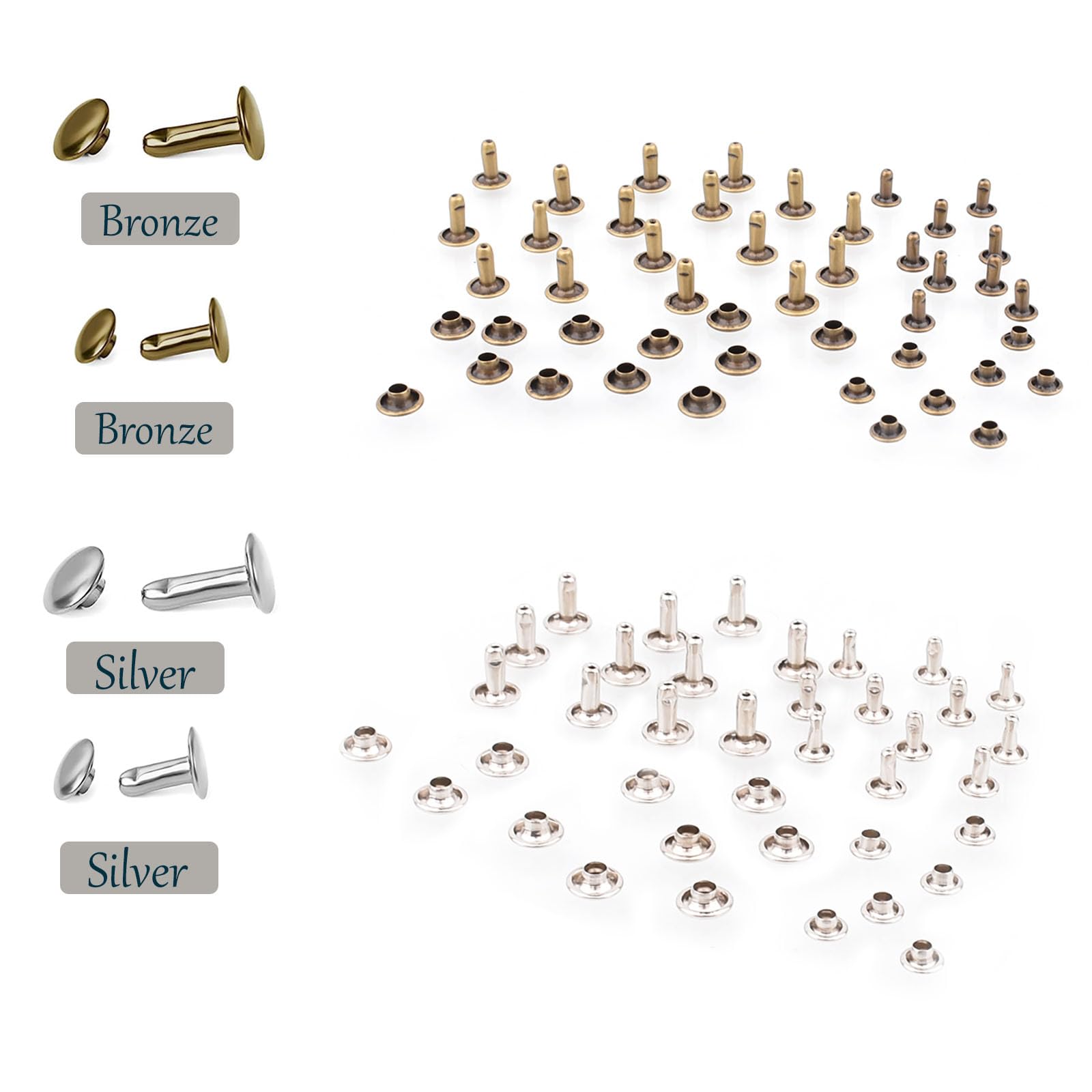 140pcs Boutons Pressions Métal, Bouton Snaps En Métal, Rivet Cuir Set, Fermoirs à Rivets En Cuir Avec Punch Pince Et Outils De Fixation, Pour Cuir Artisanat Veste Portefeuille Sac à Main (6