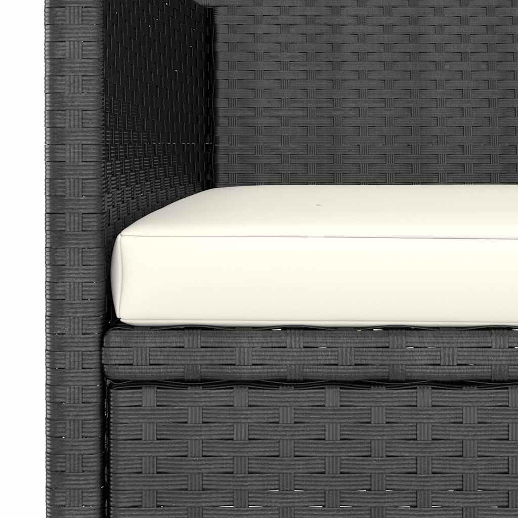 Set 4 Pezzi Sedie e Sgabelli da Giardino in Polyrattan Nero | Salotto da esterno con cuscini imbottiti per arredare il balcone o il terrazzo con eleganza e praticità.