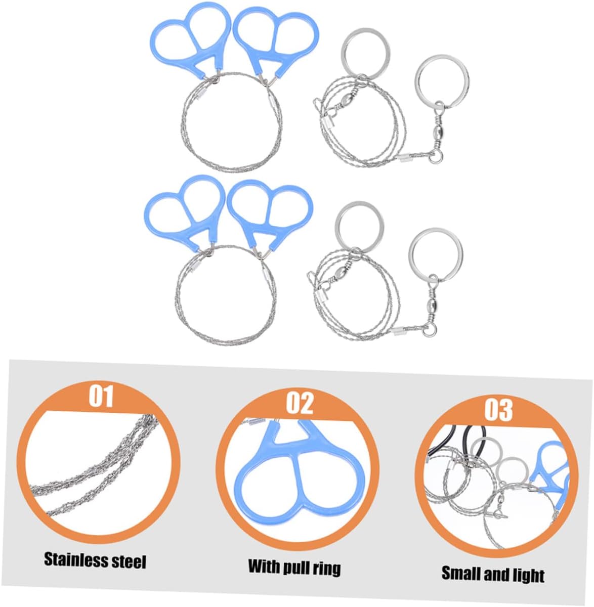 4pcs Emergency Survival Saw Wire Saws Stainless Steel for Outdoor Diy Cutting Cable Hiking Camping