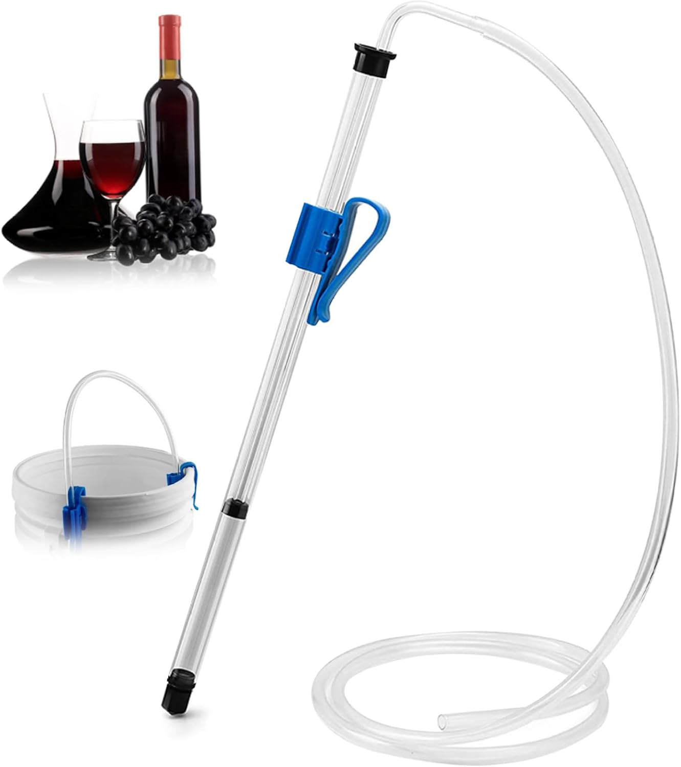 Auto Siphon 14 Inch Homebrew Siphon Pump with Tubing and Clamp Clear Wine Making Kit for Small Batch Beer Kombucha Wine