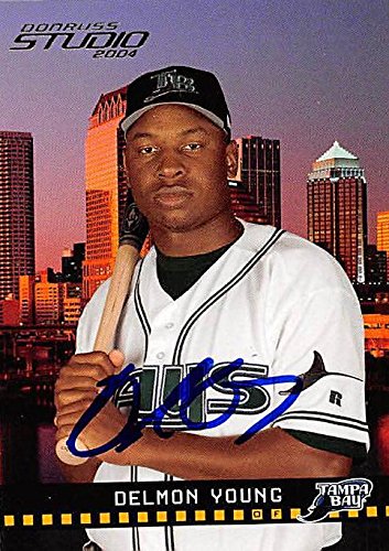 Autograph Warehouse247699 Delmon Young Autographed Baseball Card - Tampa Rays 2004 Donruss Studio - No. 187