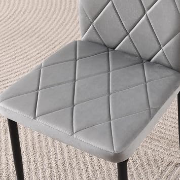 Grey Velvet Dining Chairs Set of 2 High Back with Metal Legs for Dining Room Kitchen, Side Chairs for Restaurant Office Meeting Home/Commercial (2, Grey Argyle Velvet)