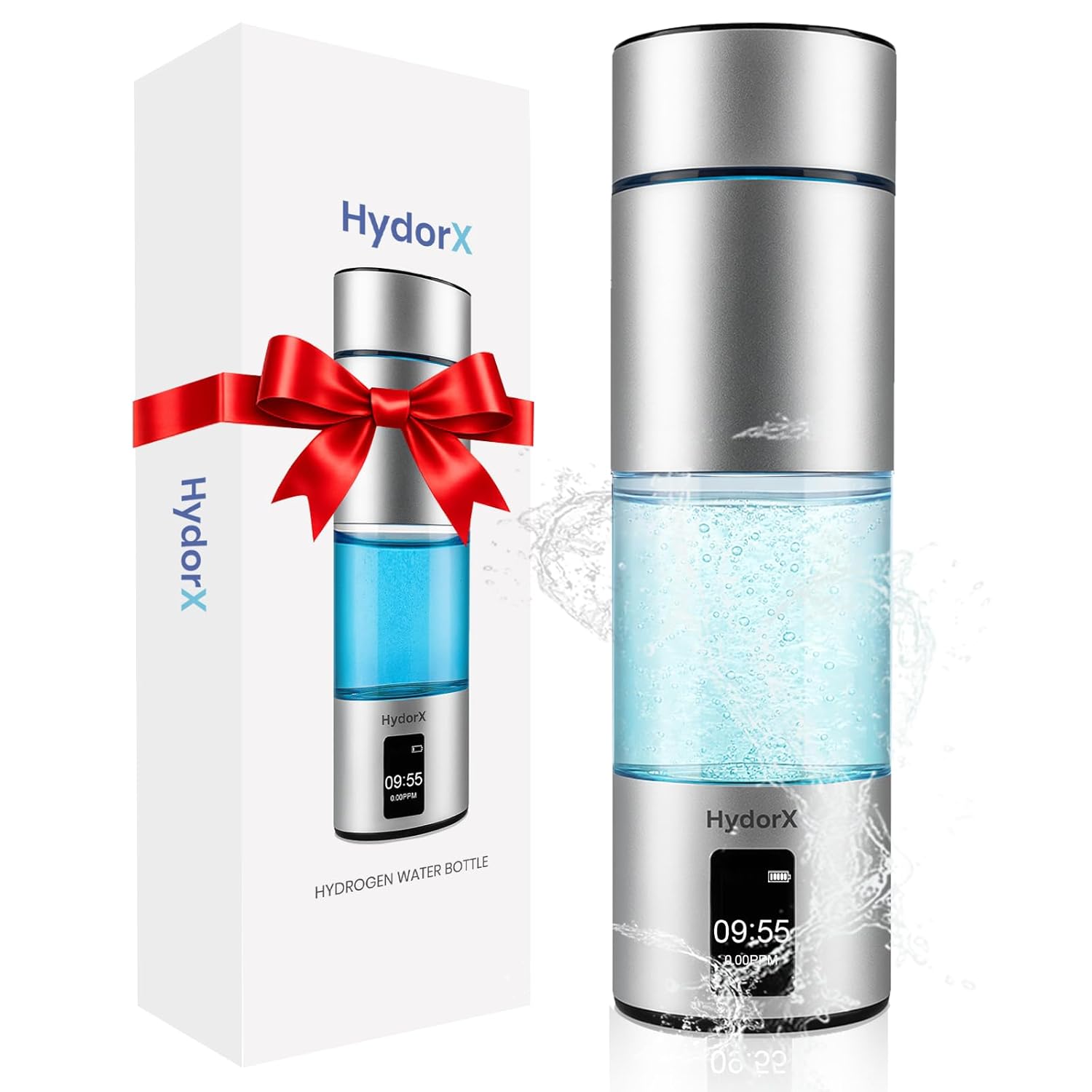 HydorX 6700PPB Max Hydrogen Water Bottle Generator, 8.3oz Portable Rechargeable Ionizer with SPE/PEM Certified Technology, Leak-Proof Food-Grade for Home Office Travel Fitness & Ideal Gifts