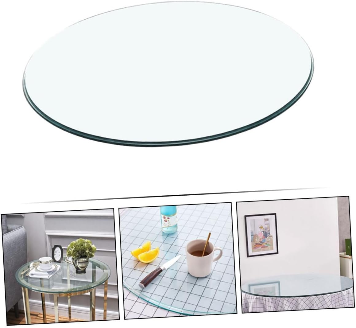 BESTOYARD Round Thick Tempered Glass Table for Dining Living Room Patio Explosion Easy to Clean