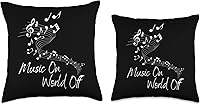 Vista 3 de Music On World Off Notas Musicales Para Músicos Throw Pillow