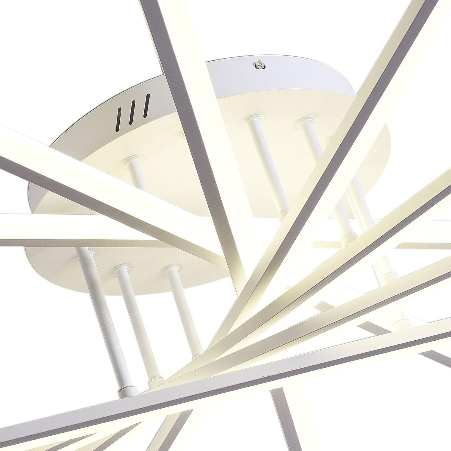 Close-up view of the TFCFL Ganeed LED Ceiling Lamp's mounting base and light bars